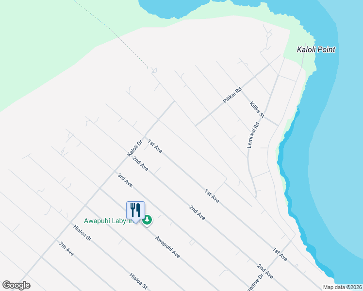 map of restaurants, bars, coffee shops, grocery stores, and more near 15-1574 Loke Road in Keaau