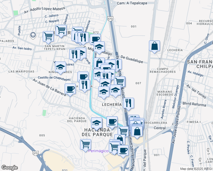 map of restaurants, bars, coffee shops, grocery stores, and more near 27 Francisco I. Madero in Cuautitlán Izcalli