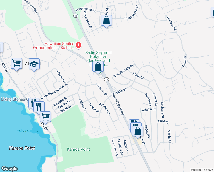 map of restaurants, bars, coffee shops, grocery stores, and more near 76-6299 Haku Place in Kailua-Kona