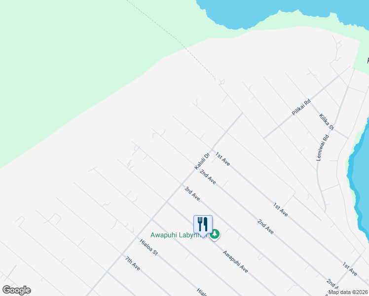 map of restaurants, bars, coffee shops, grocery stores, and more near 15-1521 2nd Avenue in Keaau