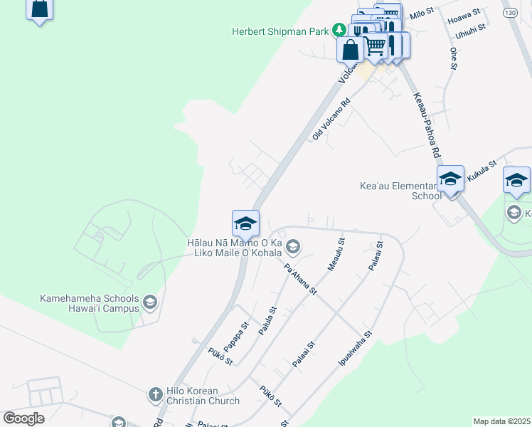 map of restaurants, bars, coffee shops, grocery stores, and more near 17-106 Lekuke Place in Keaau