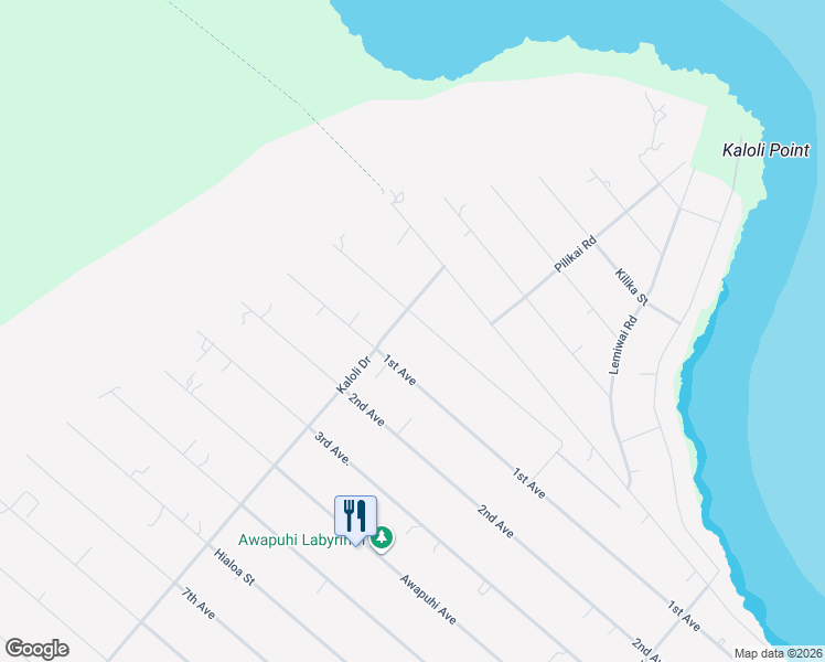 map of restaurants, bars, coffee shops, grocery stores, and more near 15-1536 Loke Road in Keaau