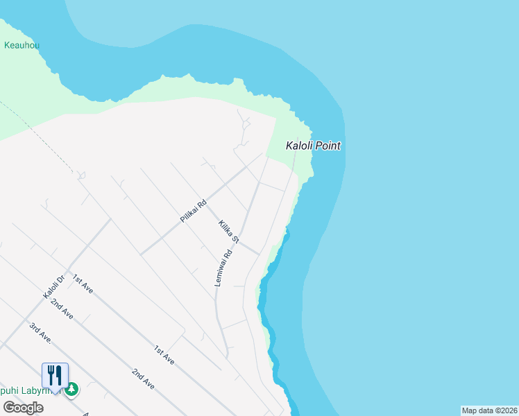 map of restaurants, bars, coffee shops, grocery stores, and more near 15-863 Lemiwai Road in Keaau