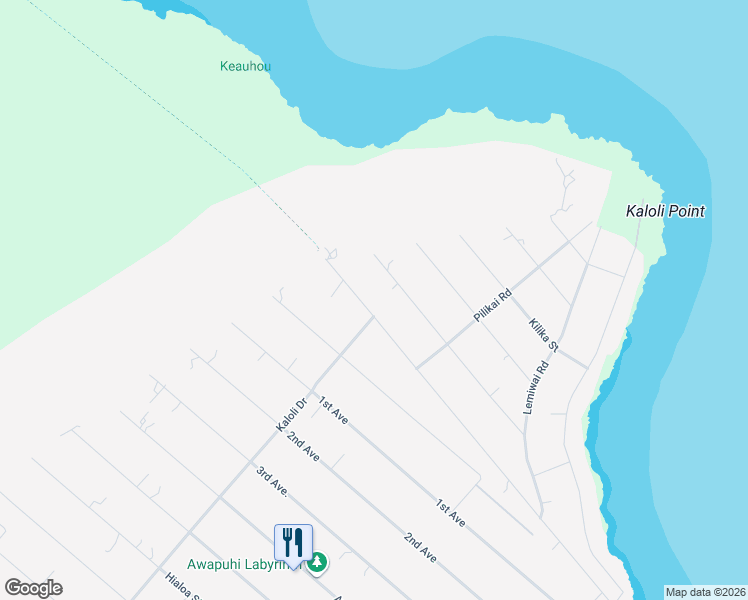 map of restaurants, bars, coffee shops, grocery stores, and more near 15-1491 Beach Road in Keaau