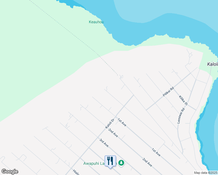 map of restaurants, bars, coffee shops, grocery stores, and more near 15-1493 Loke Road in Keaau