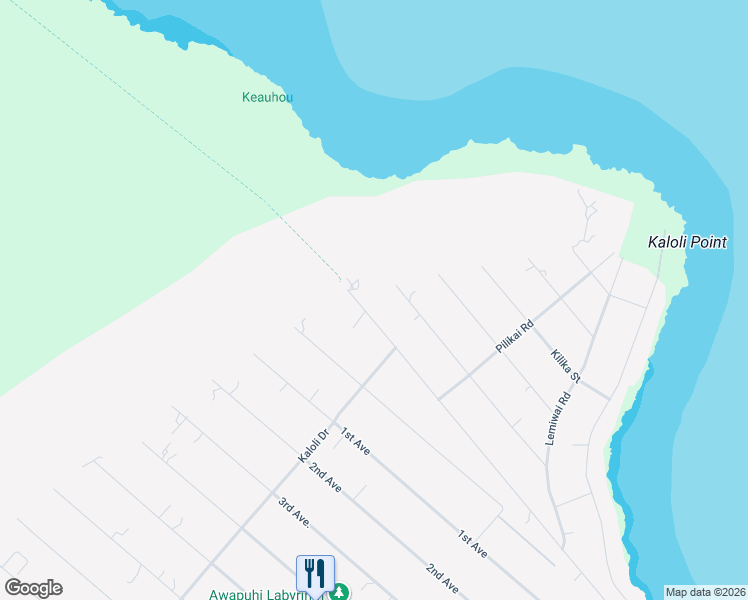 map of restaurants, bars, coffee shops, grocery stores, and more near 15-1473 Beach Road in Keaau