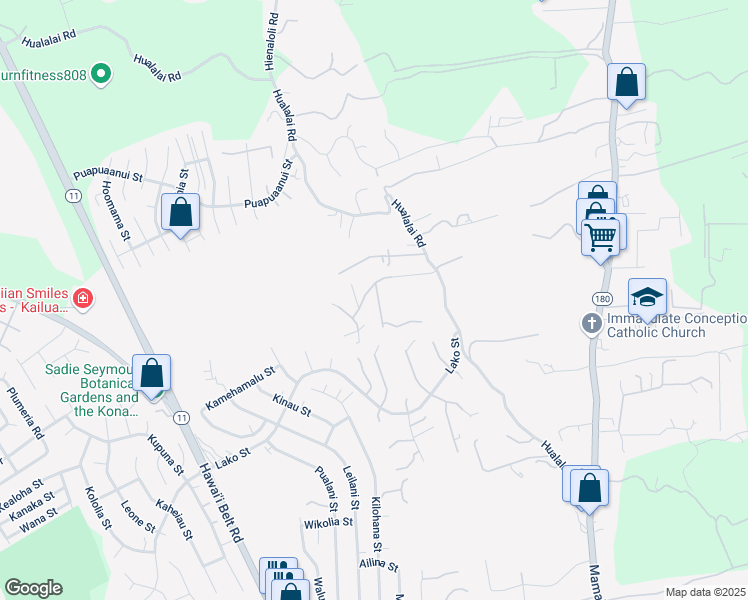 map of restaurants, bars, coffee shops, grocery stores, and more near 76-775 Io Place in Kailua-Kona