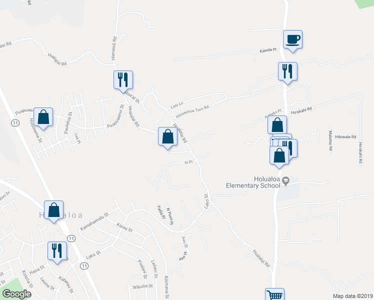 map of restaurants, bars, coffee shops, grocery stores, and more near 76-800 Hualalai Road in Kailua-Kona