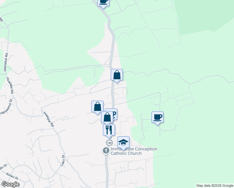 map of restaurants, bars, coffee shops, grocery stores, and more near 76-5839 Mamalahoa Highway in Holualoa