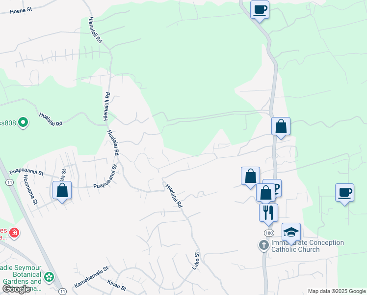 map of restaurants, bars, coffee shops, grocery stores, and more near 75-103 Lolo Lane in Kailua-Kona