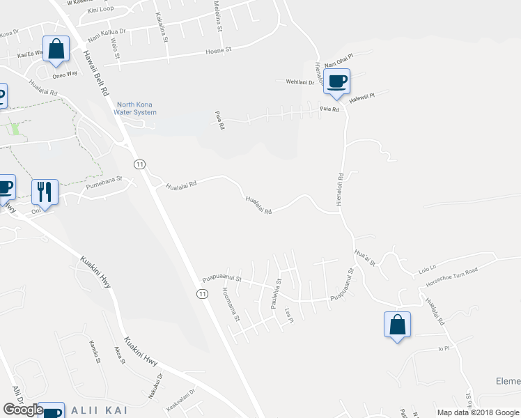 map of restaurants, bars, coffee shops, grocery stores, and more near 75-397 Hualalai Road in Kailua-Kona