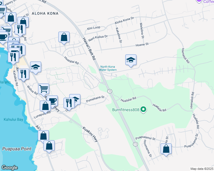 map of restaurants, bars, coffee shops, grocery stores, and more near 75 Queen Ka'ahumanu Highway in Kailua-Kona