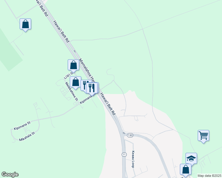 map of restaurants, bars, coffee shops, grocery stores, and more near 16-258 Shipman Road in Keaau