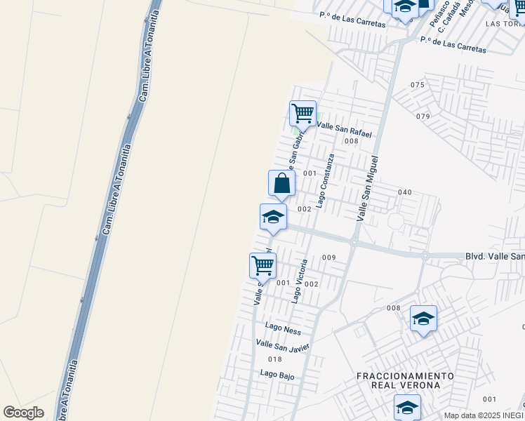 map of restaurants, bars, coffee shops, grocery stores, and more near Privada Rio Zujar in Ojo de Agua