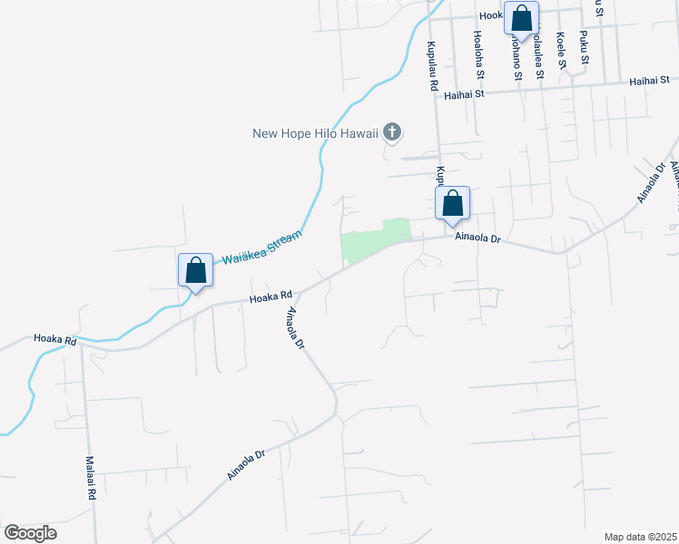 map of restaurants, bars, coffee shops, grocery stores, and more near 1351 Ainaola Drive in Hilo