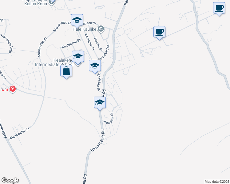 map of restaurants, bars, coffee shops, grocery stores, and more near 74-5155 Kialoa Place in Kailua-Kona