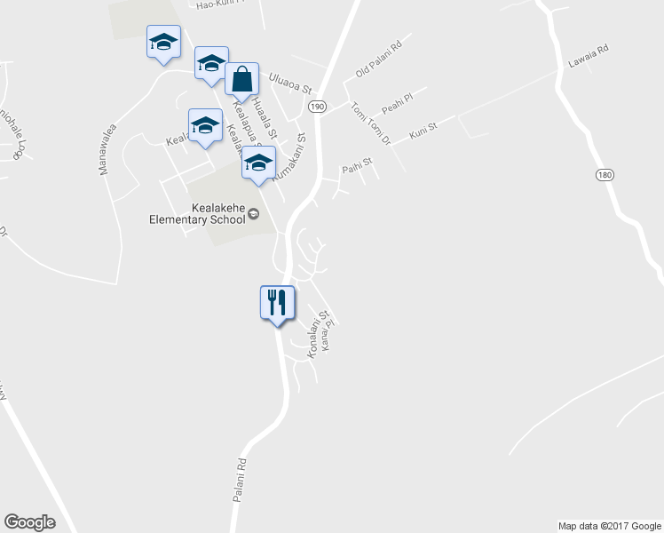 map of restaurants, bars, coffee shops, grocery stores, and more near 74-5155 Kialoa Place in Kailua-Kona