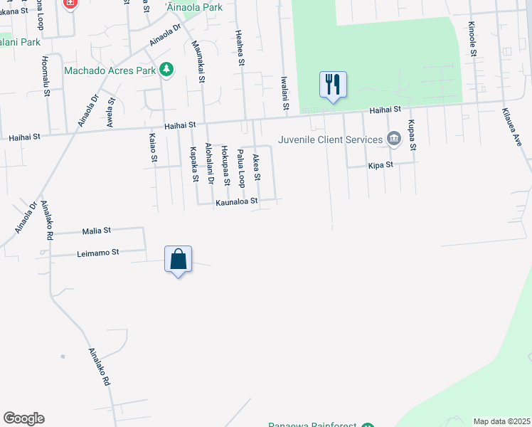 map of restaurants, bars, coffee shops, grocery stores, and more near 179 Akea Street in Hilo