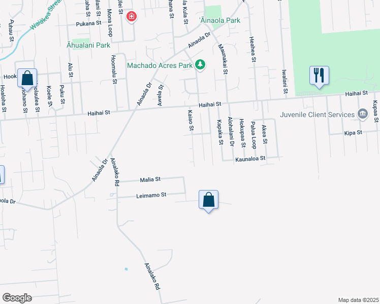 map of restaurants, bars, coffee shops, grocery stores, and more near 1848 Kaiao Street in Hilo