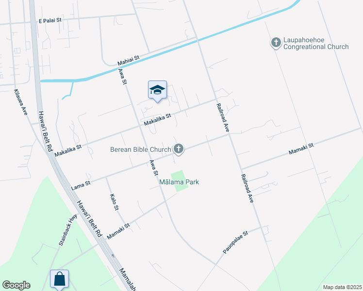 map of restaurants, bars, coffee shops, grocery stores, and more near 467 Lama Street in Hilo