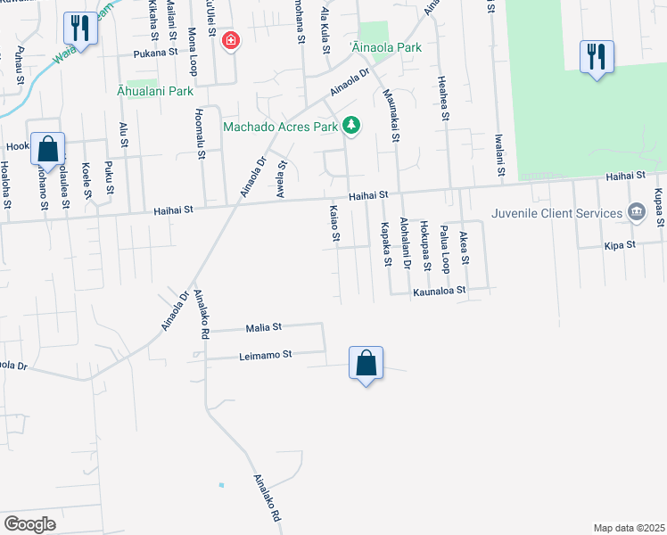 map of restaurants, bars, coffee shops, grocery stores, and more near 1848 Kaiao Street in Hilo