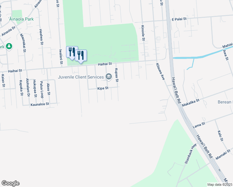 map of restaurants, bars, coffee shops, grocery stores, and more near 121 Kupaa Street in Hilo
