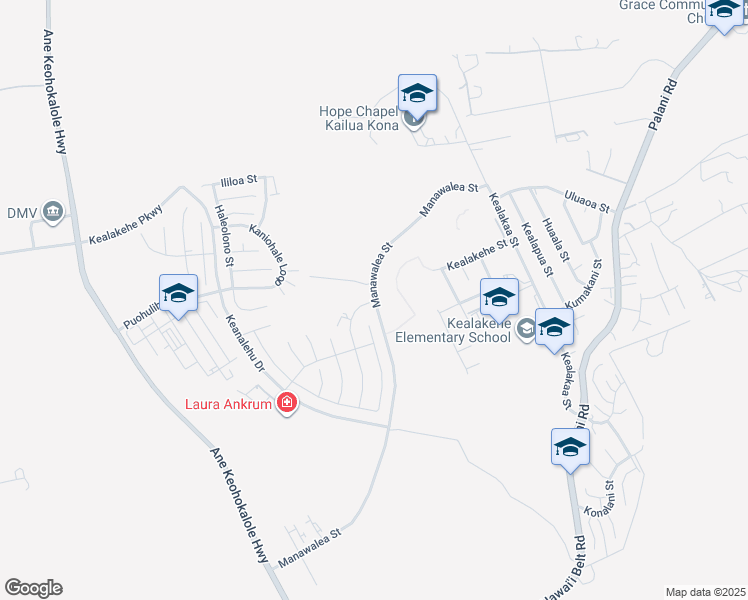 map of restaurants, bars, coffee shops, grocery stores, and more near Manawalea in Kailua-Kona