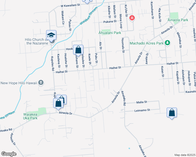 map of restaurants, bars, coffee shops, grocery stores, and more near 798 Nou Street in Hilo
