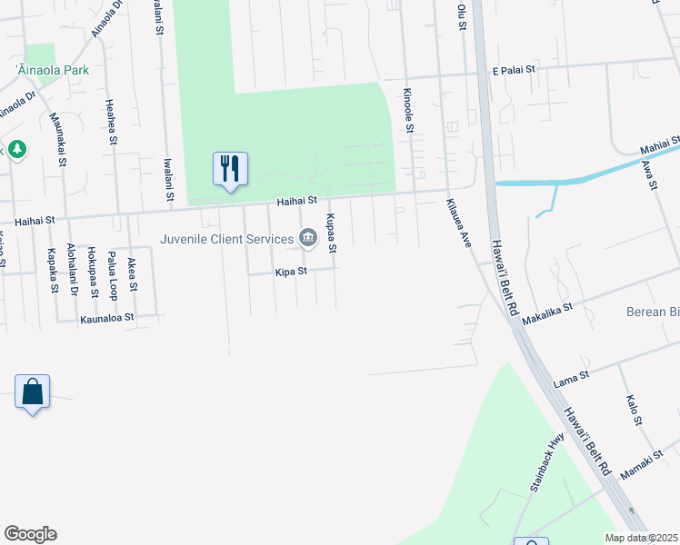 map of restaurants, bars, coffee shops, grocery stores, and more near 121 Kupaa Street in Hilo