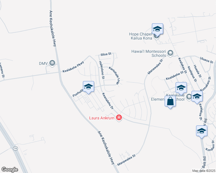 map of restaurants, bars, coffee shops, grocery stores, and more near 74-565 Kaniohale Loop in Kailua-Kona