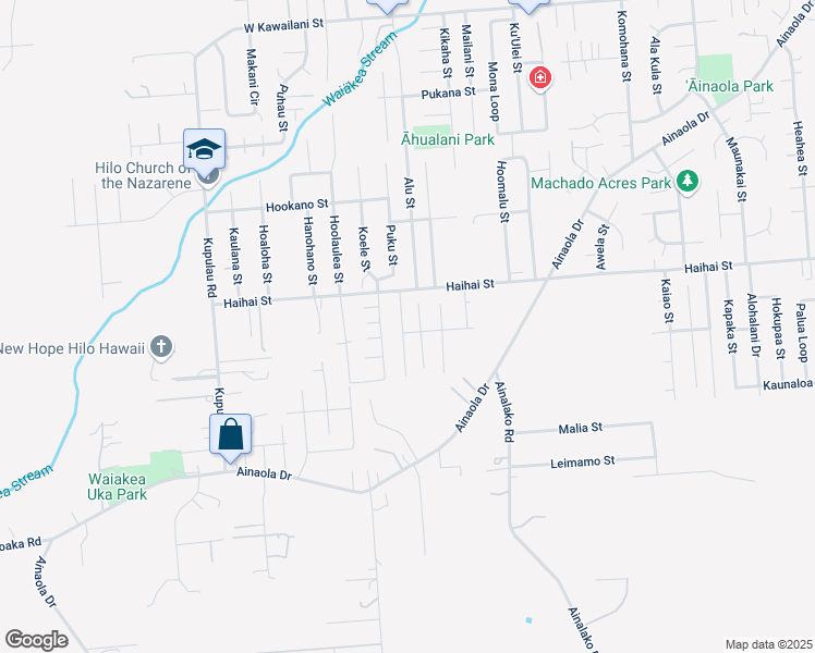 map of restaurants, bars, coffee shops, grocery stores, and more near 798 Nou Street in Hilo