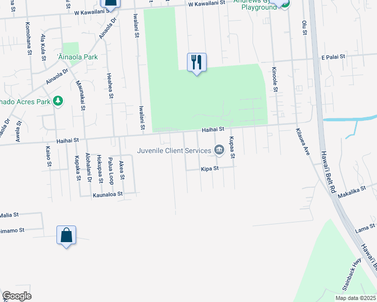 map of restaurants, bars, coffee shops, grocery stores, and more near 55 Likeke Street in Hilo