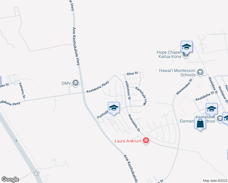 map of restaurants, bars, coffee shops, grocery stores, and more near 74-5106 Uhiuhi Place in Kailua-Kona