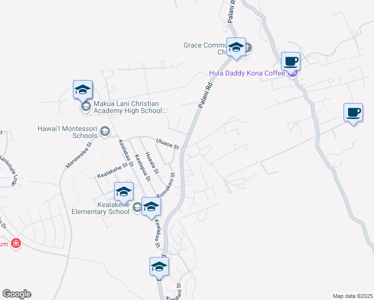 map of restaurants, bars, coffee shops, grocery stores, and more near 745051 B Malia Place in Kailua-Kona