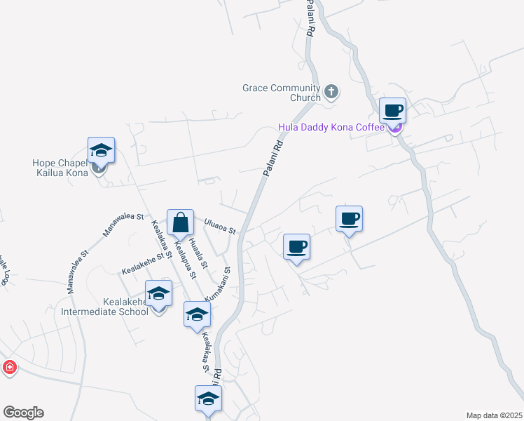 map of restaurants, bars, coffee shops, grocery stores, and more near 74-849 Pamahoa Place in Kailua-Kona