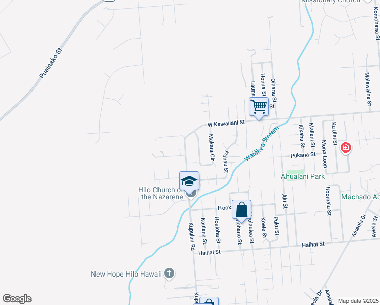 map of restaurants, bars, coffee shops, grocery stores, and more near 465 Kupulau Road in Hilo