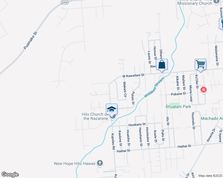 map of restaurants, bars, coffee shops, grocery stores, and more near 465 Kupulau Road in Hilo
