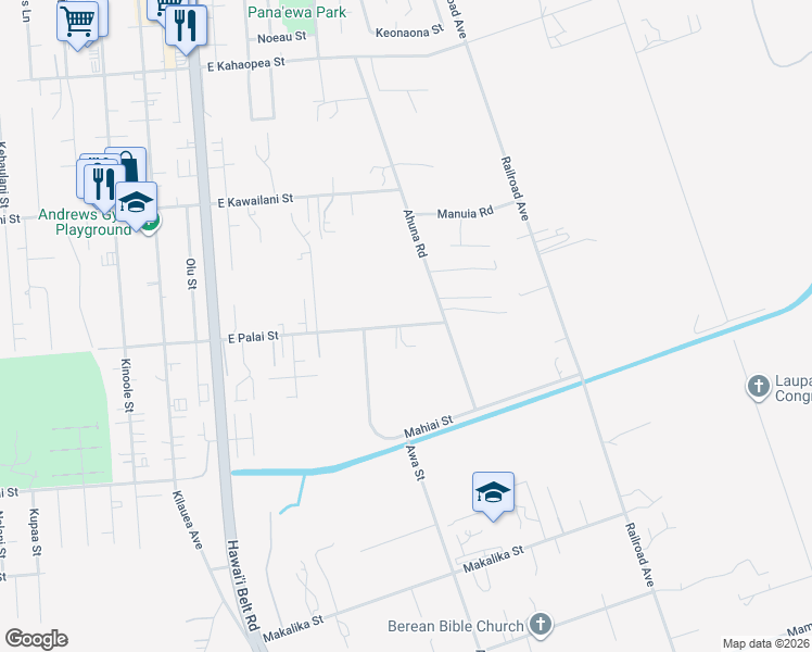 map of restaurants, bars, coffee shops, grocery stores, and more near 330 East Palai Street in Hilo