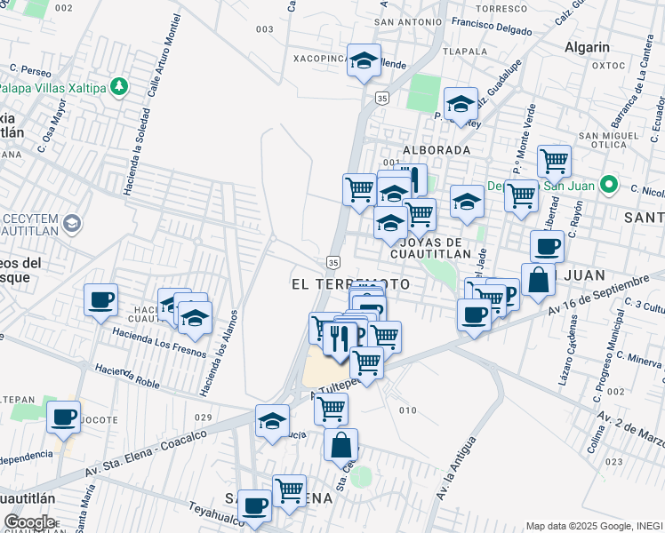map of restaurants, bars, coffee shops, grocery stores, and more near 18 México 35 in Ciudad de México