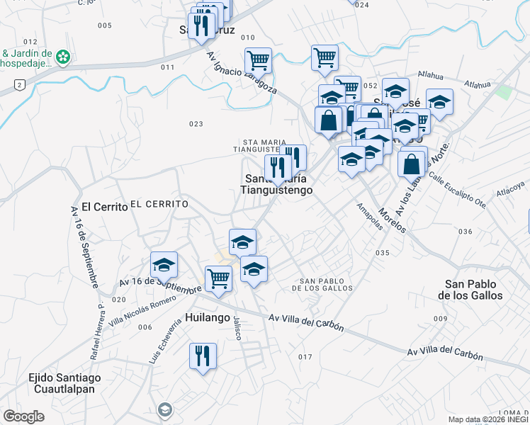 map of restaurants, bars, coffee shops, grocery stores, and more near 16 de Septiembre in Cuautitlán Izcalli