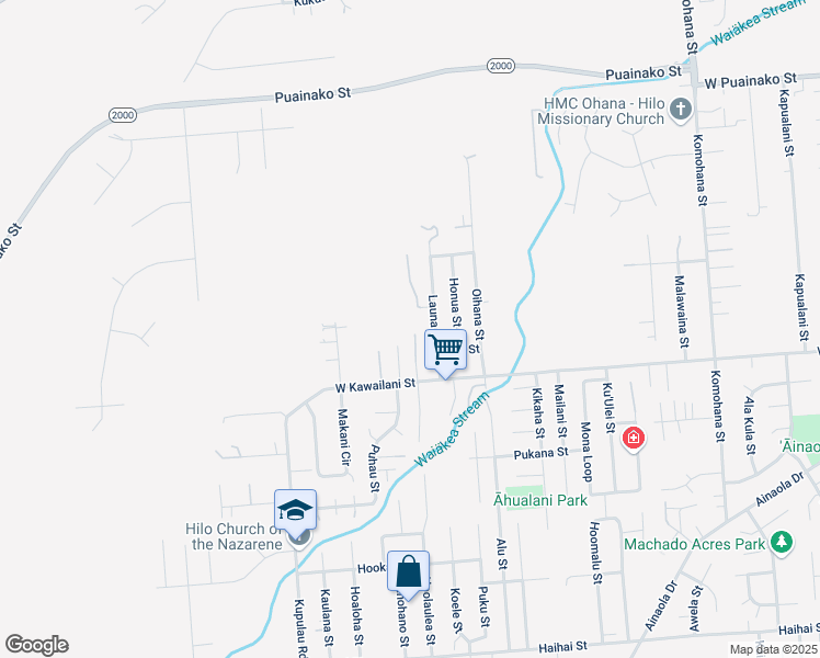 map of restaurants, bars, coffee shops, grocery stores, and more near 1300 Oma Omao Place in Hilo