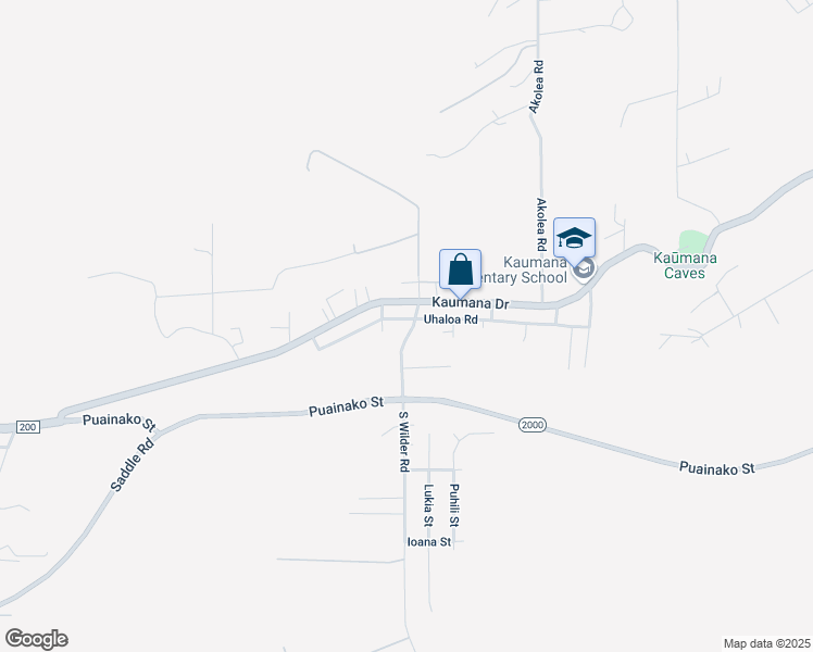 map of restaurants, bars, coffee shops, grocery stores, and more near 26 South Wilder Road in Hilo