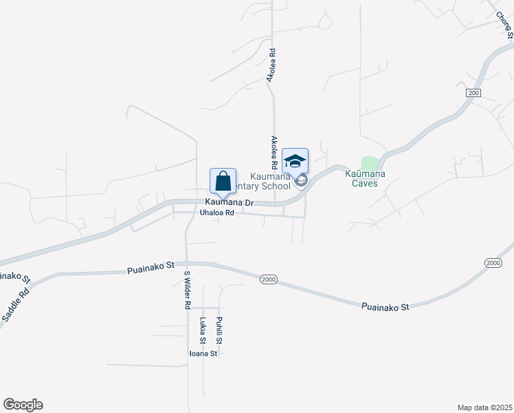 map of restaurants, bars, coffee shops, grocery stores, and more near 1839 Uhaloa Road in Hilo