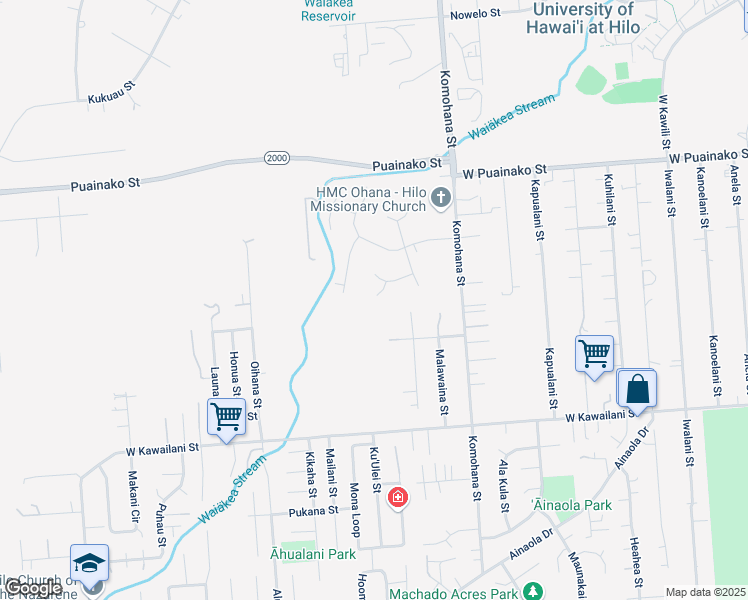 map of restaurants, bars, coffee shops, grocery stores, and more near 901 Malapua Way in Hilo