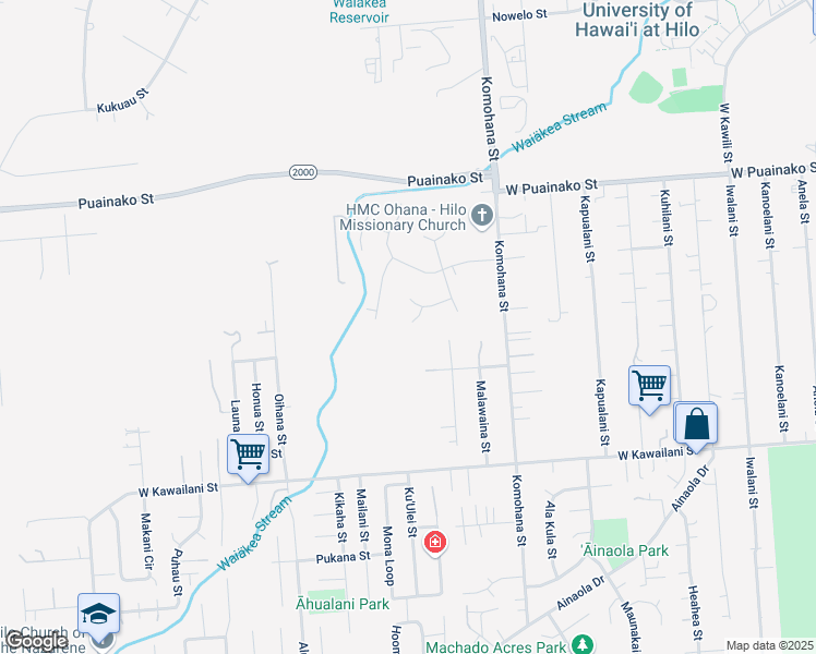 map of restaurants, bars, coffee shops, grocery stores, and more near 901 Malapua Way in Hilo