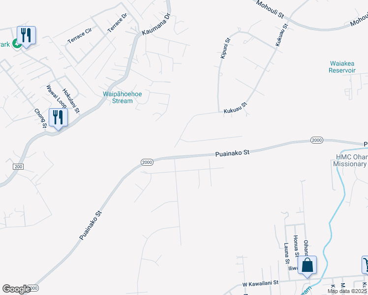 map of restaurants, bars, coffee shops, grocery stores, and more near 510 Puloku Street in Hilo