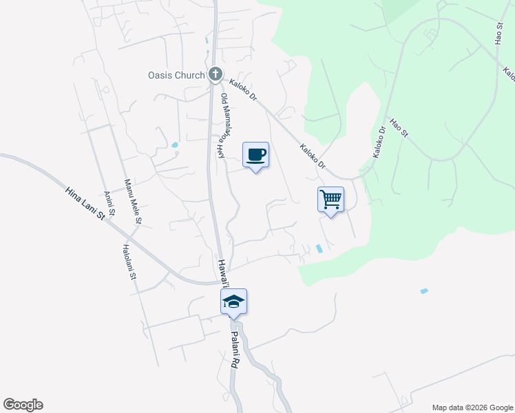 map of restaurants, bars, coffee shops, grocery stores, and more near 73-4679 Old Mamalahoa Highway in Kailua-Kona