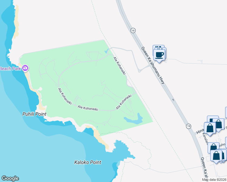 map of restaurants, bars, coffee shops, grocery stores, and more near in Kalaoa