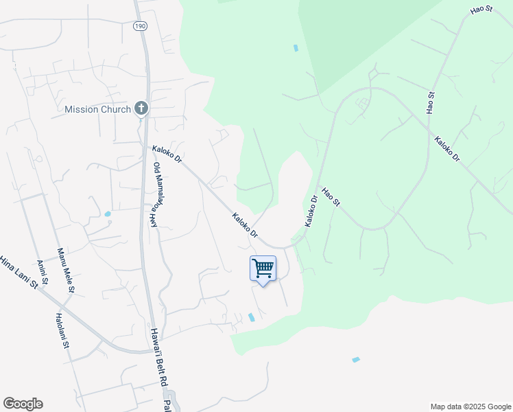 map of restaurants, bars, coffee shops, grocery stores, and more near 73-4620 Kukuki Street in Kailua-Kona