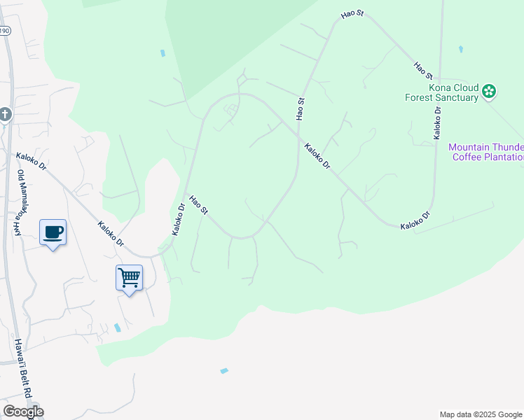 map of restaurants, bars, coffee shops, grocery stores, and more near 73-1539 Hao Street in Kailua-Kona